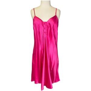 Vintage Y2K Magic Silk Hot Pink Slip Dress Spaghetti Straps Size 3X/4X